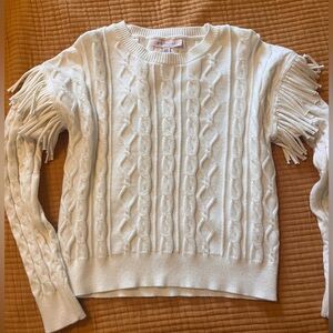Women's Philosophy Fringe Sleeve Cable Knit Sweater